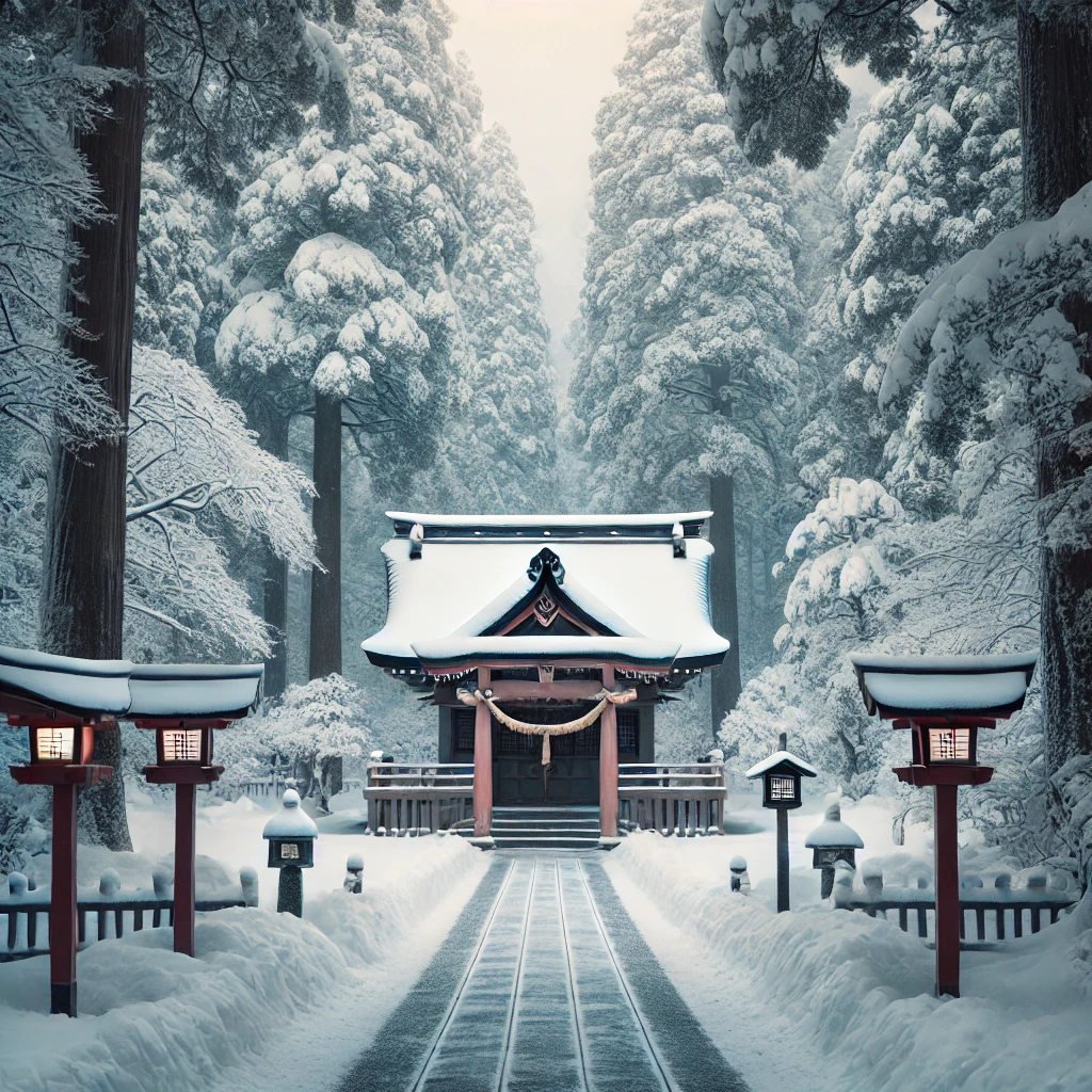 雪と神社-清蓮珀-